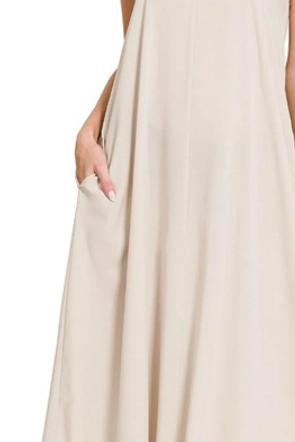 Zenana Woven Arc Hem Cami Dress With Flowy Pockets - Velora Luxury Fashion