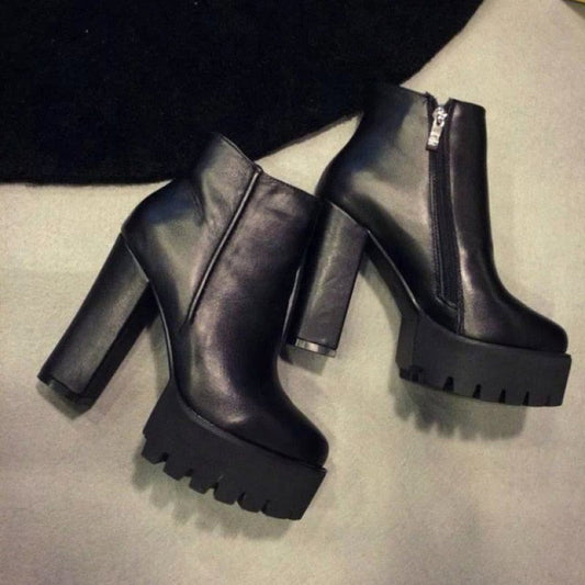 Zip Down Platform Boots - Velora Luxury Fashion