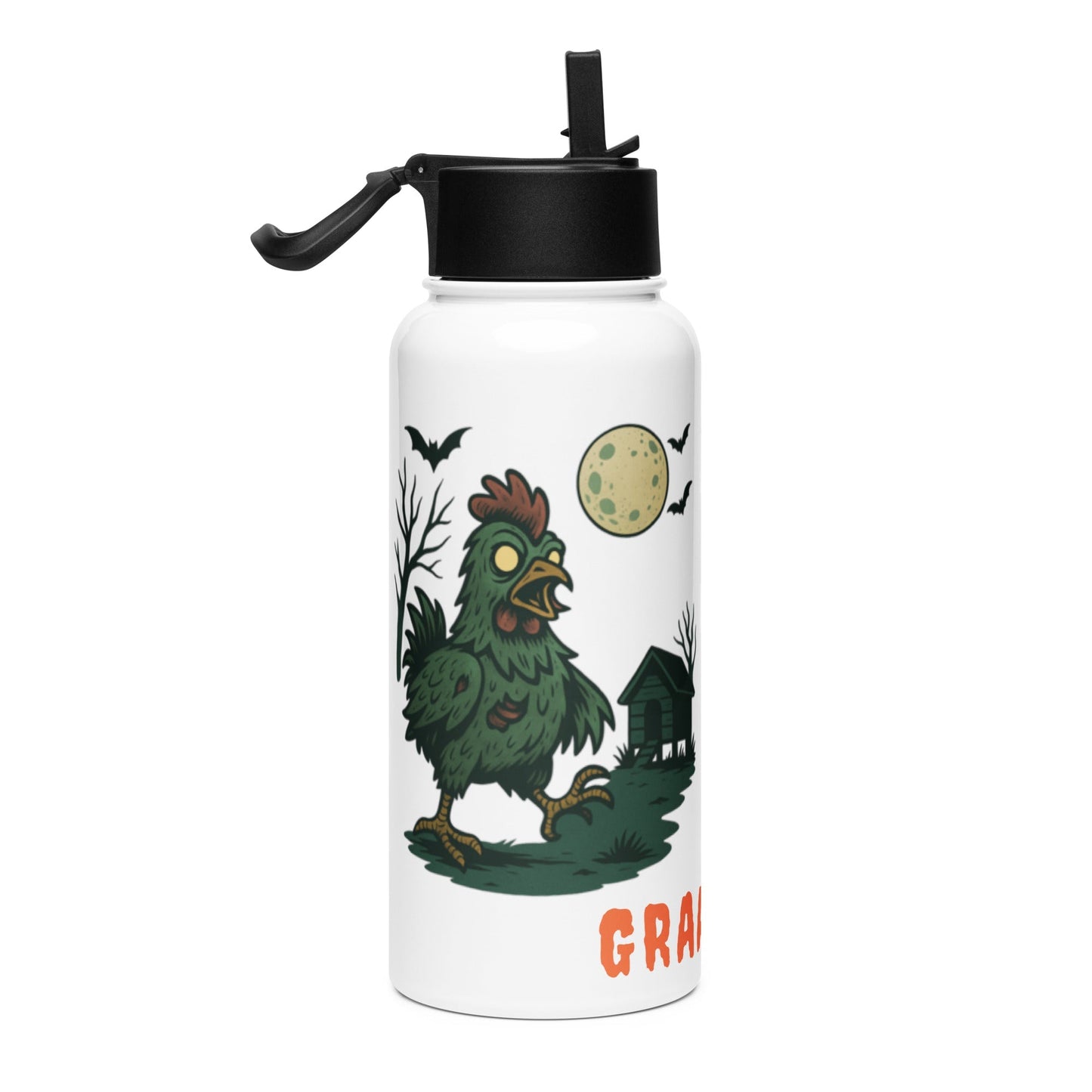 Zombie Chicken Halloween Stainless steel water bottle with a straw - Velora Luxury Fashion