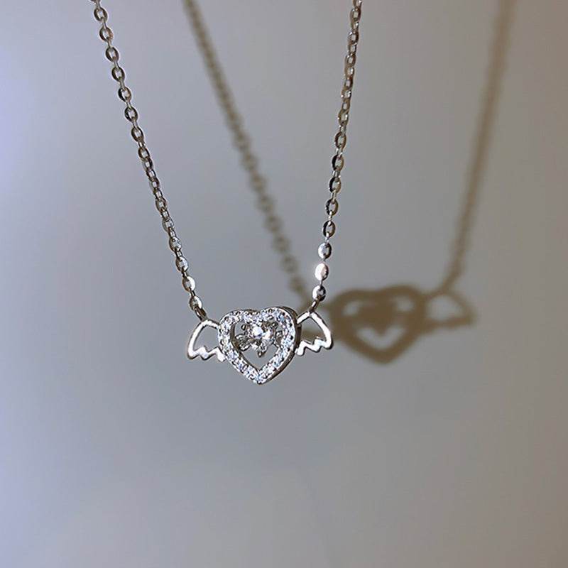 Vintage Gothic Heart Crown Angel Wings Pendant Necklaces For Women Fashion Exquisite Love Shape Clavicle Chain Choker Jewelry Fashion Jewelry - Velora
