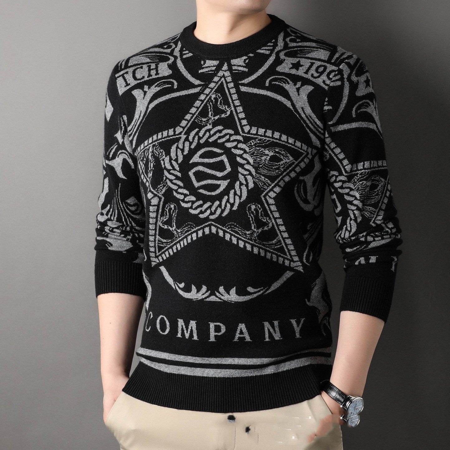Autumn And Winter Men's Knitwear Round Neck Loose - Velora