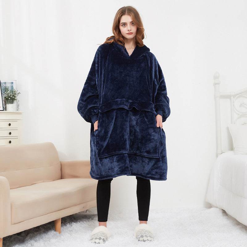 USB Heated Wearable Blanket Oversized Lazy Hoodie With Large Heating Area Back Cozy Warm Sherpa Hoodie Blanket No Battery Pack - Velora