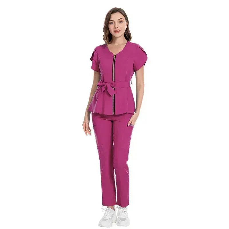 Nurse Lace-up Waist Retraction Surgical Gowns Female Separate Suit Hospital Short Sleeve Brush Hand Clothes Hand Washing Clothes - Velora