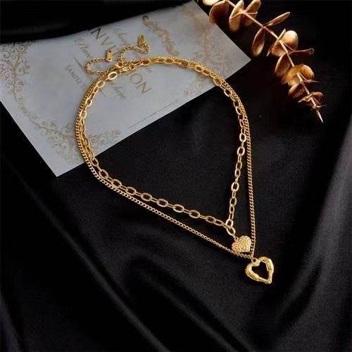 Titanium Steel Angel Wings Love Necklace Irregular Folds 2 Heart Love Necklace For Women Charm Party Accessories High-quality Fashion Jewelry Pendant Gifts - Velora