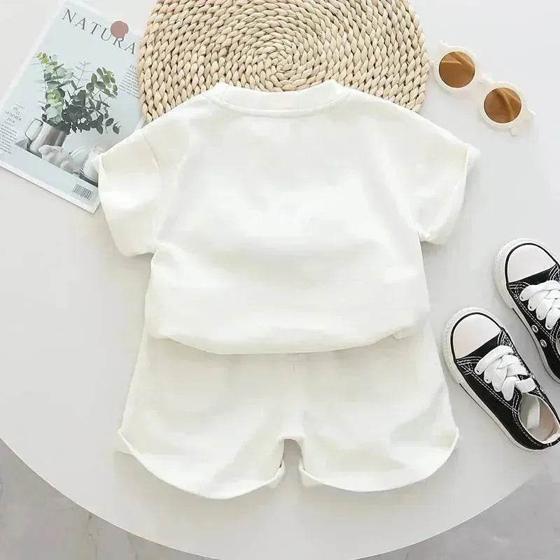 Baby Boy Three-dimensional Printing Fashionable Two piece Short sleeve polo shirt and Short - Velora