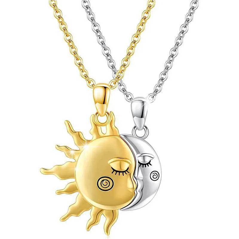 18K Golden Magnetic Sun Star Necklace Fashion Personality Couple Pendant Necklace Valentine's Day Gift - Velora