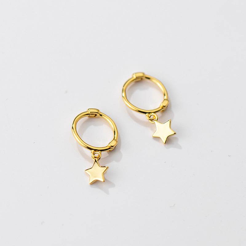 S925 Silver Five-pointed Star Sweet Short XINGX Ear Ring - Velora