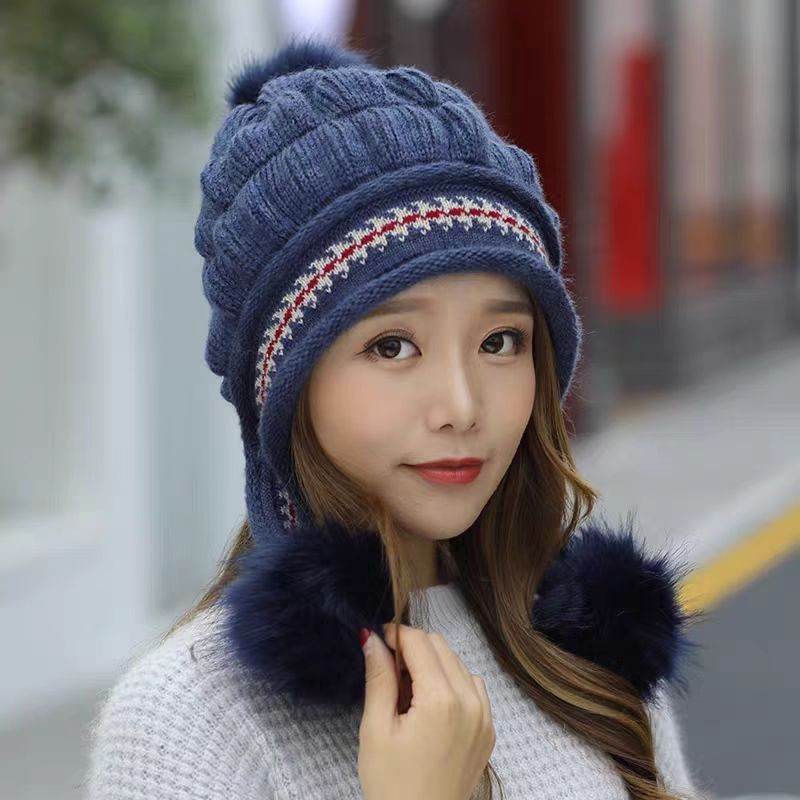 Cozy Knit Fleece-Feel Beanie With Ear Flaps & Pompom Warm Winter Hat For Women Perfect For Skiing & Outdoor Activities - Velora