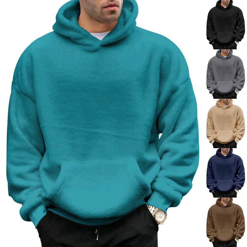 Double-sided Velvet Hooded Sweater Men's Plush Sweatshirt With Pockets - Velora