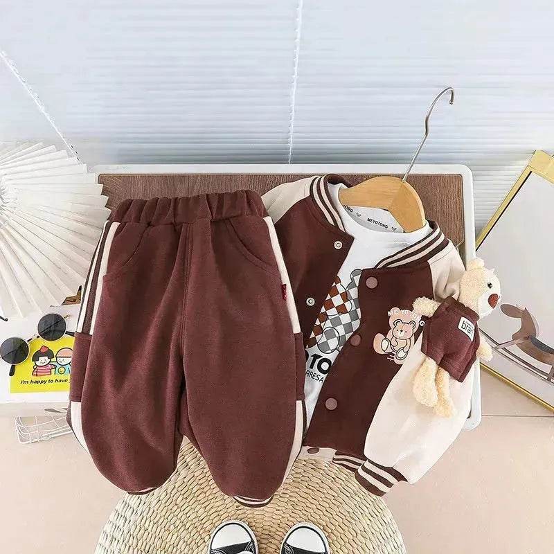 Children Fashionable Long Sleeve Three-piece Sweater Set - Velora