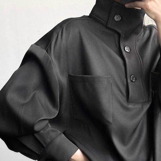 Stand Collar Casual Half Turtleneck Shirt For Men - Velora