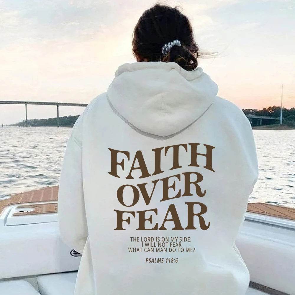 Faith Over Fear Christian Hoodie Christian Sweatshirt Jesus Hoodie Trendy Hoodie Bible Verse Shirt Unisex Aesthetic Clothes - Velora