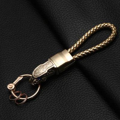 Keychain Keychain Braided Rope Leopard Head Male And Female Couple Pendant - Velora