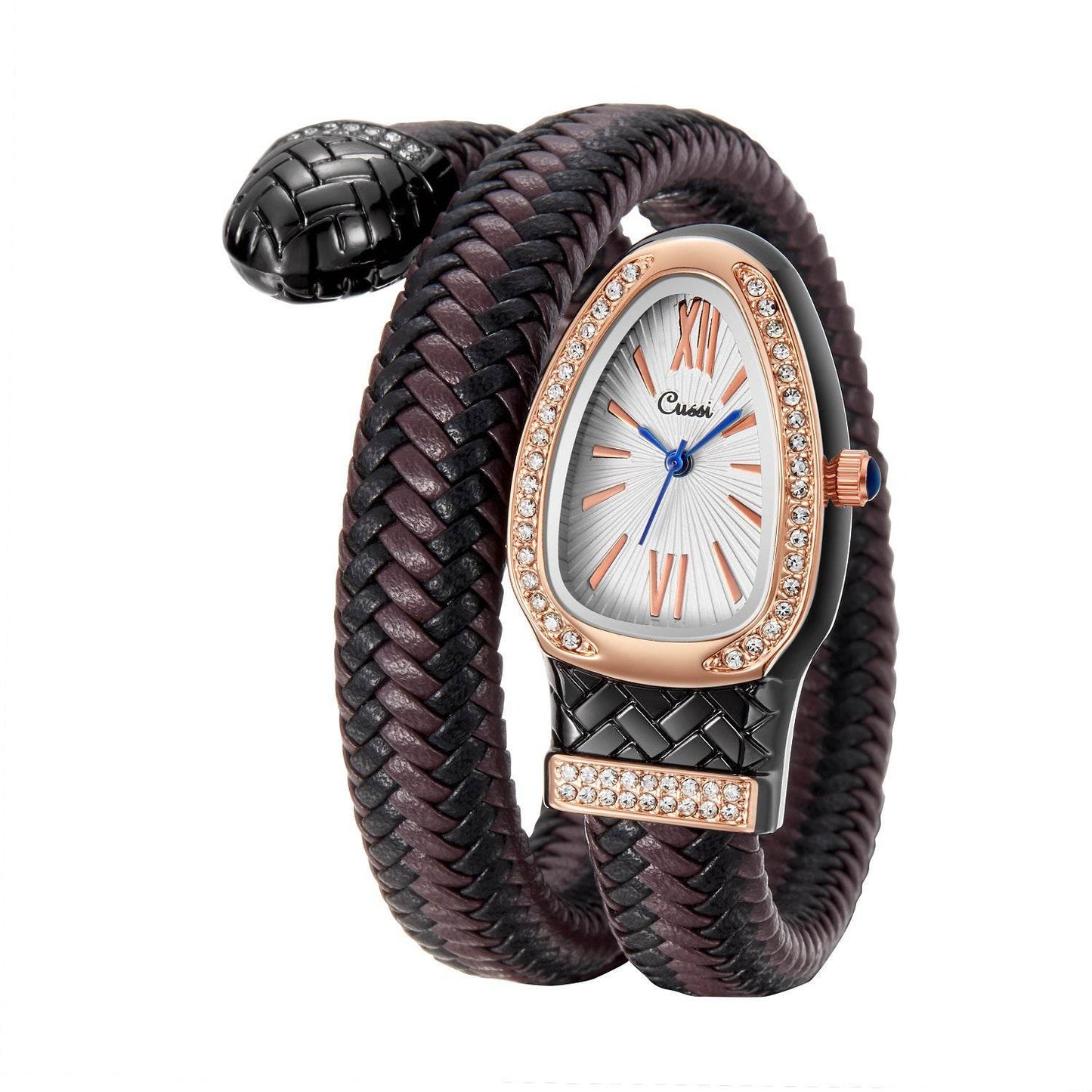 Snake Watch Fashion Quartz Watch Diamond Leather Strap - Velora