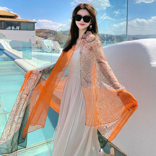 Desert Versatility For Traveling Sun Protection Toe Cap Silk Scarf - Velora