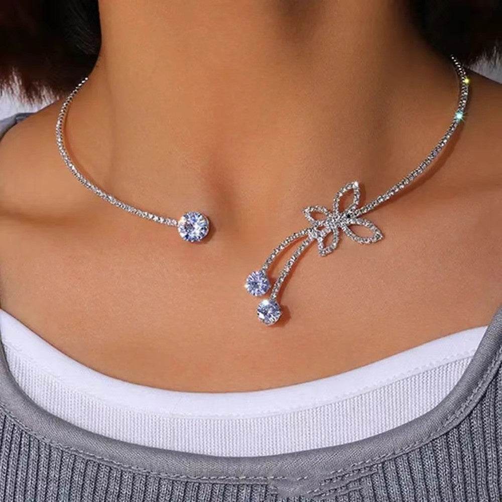 Rhinestone Butterfly Collar Simple Design - Velora