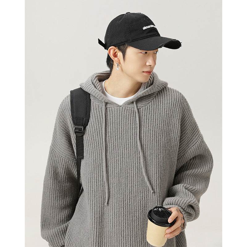 Japanese Loose Solid Color Hooded Sweater Idle Style Adjustable - Velora