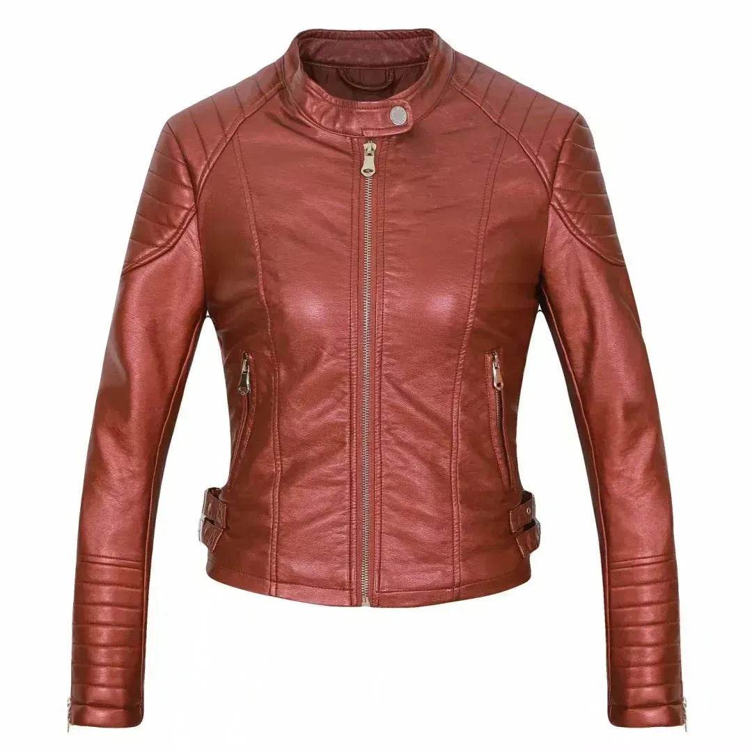 Ladies Fall and Winter Slim fit Leather Jacket Biker Jacket Women