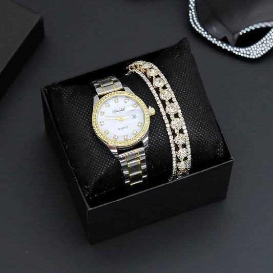 Women's Watch Affordable Luxury Fashion Diamond Foreign Trade Women's Watch Bracelet Student Watch Gift Suit - Velora