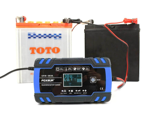 Universal LCD Display Smart Battery Charger For Motorcycles, Cars, Trucks