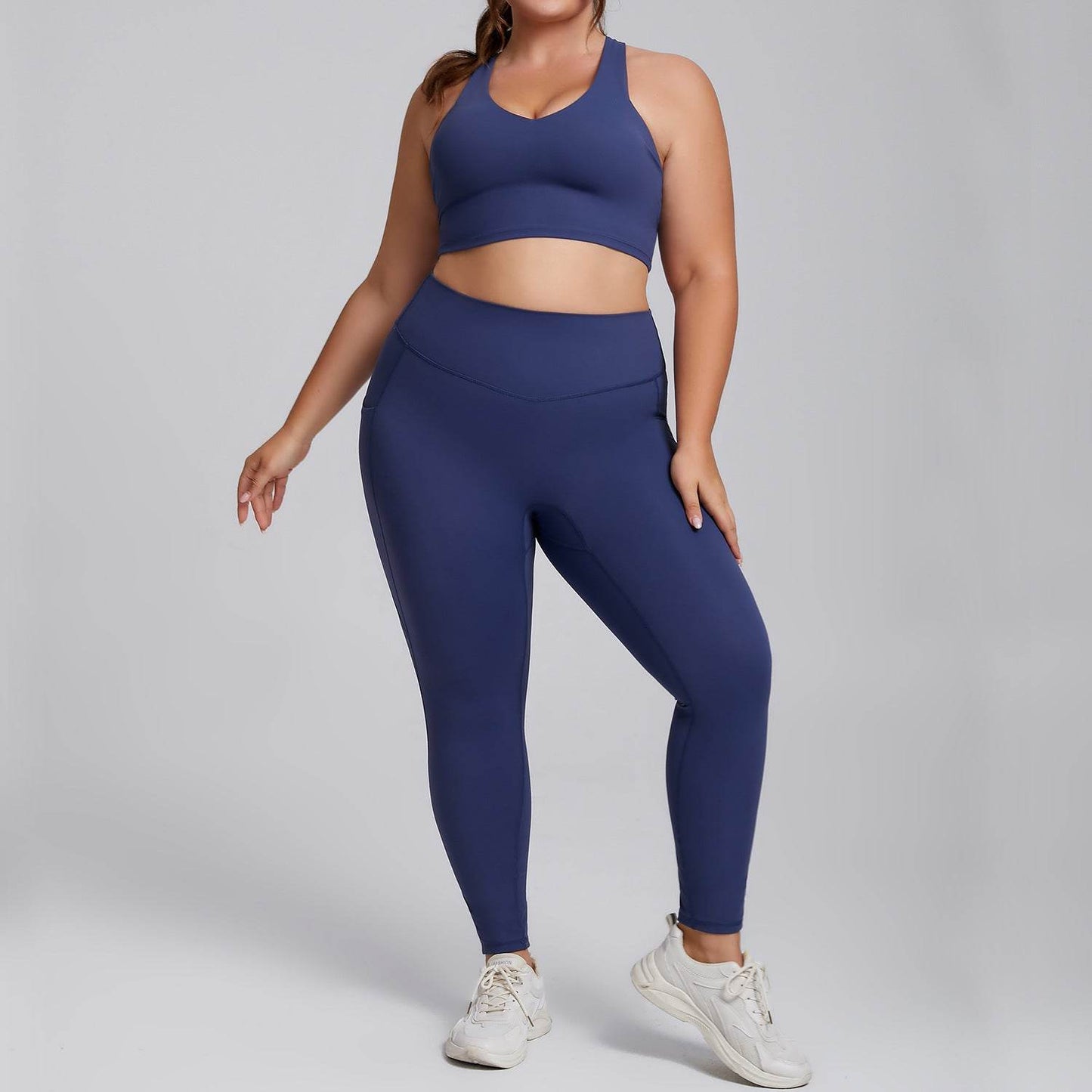 Plus Size Women Sports Workout Gym - Sleeveless Crop and Pant - Velora