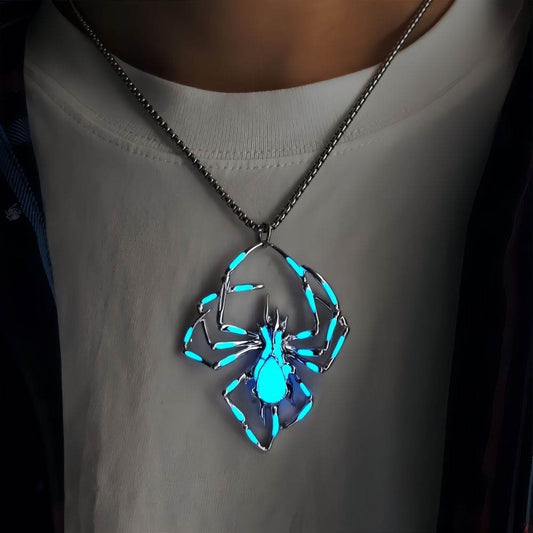 Halloween Creative Stereo Luminous Spider Necklace Jewerly Glowing Night Fluorescence Antique Vintage Glow In The Dark For Men Women Gift Party Halloween Day Club - Velora