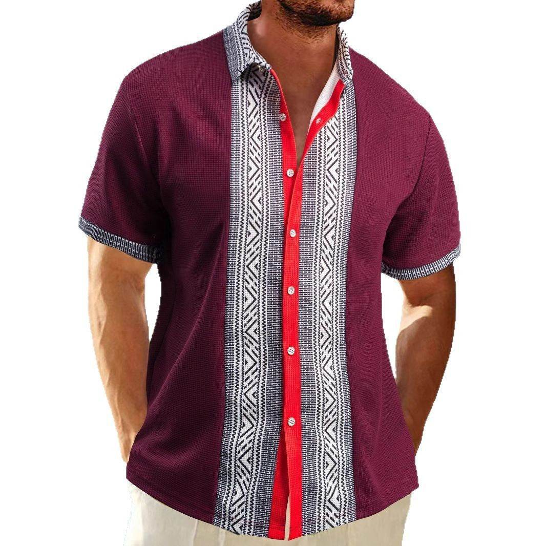 Printed Button Short Sleeve Men - Velora