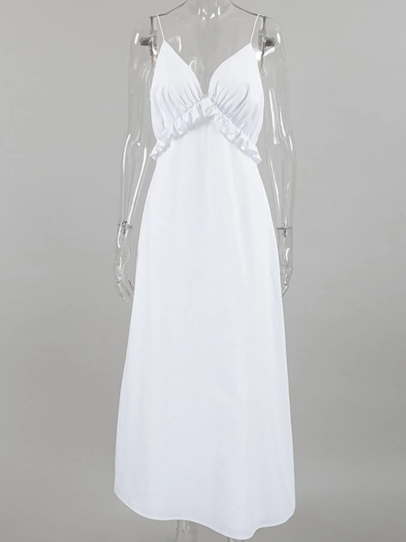 Ruffled V-Neck Maxi Dress - Velora