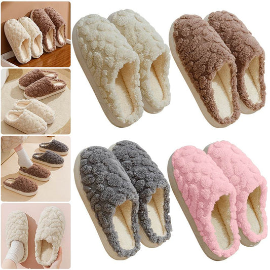 Home Fuzzy Slipper Unisex Cartoon Winter Plush Slipper Anti-Skid Soft Soled Cotton Shoes Comfy Outdoor Couple Slippers - Velora