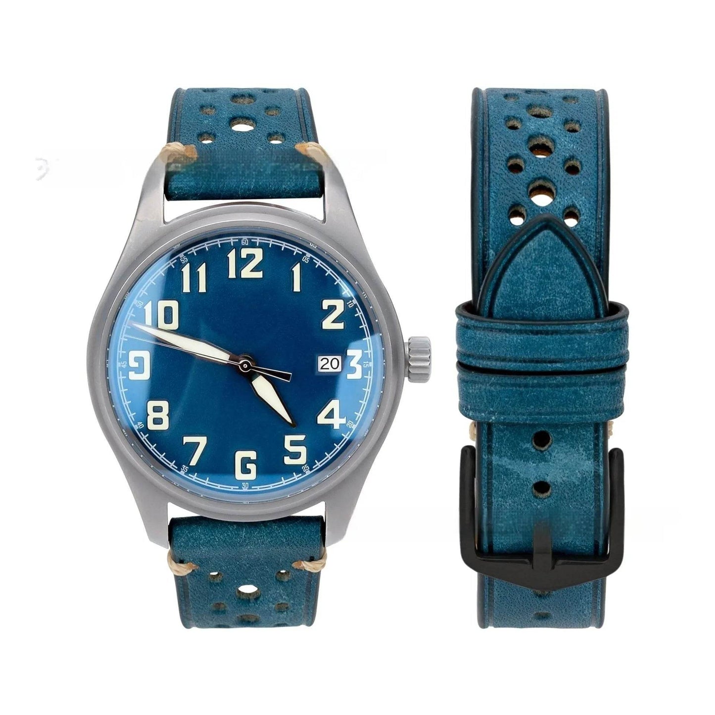 20mm Watch First Layer Cow Leather Watch Strap Retro Comfort - Velora