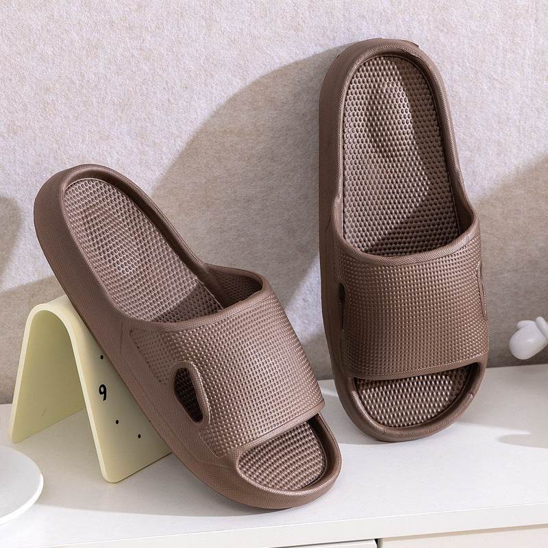 Solid Color Thick Bottom Home Slippers Summer Non-slip Floor Bathroom Slipper Women Men Couples Shoes - Velora