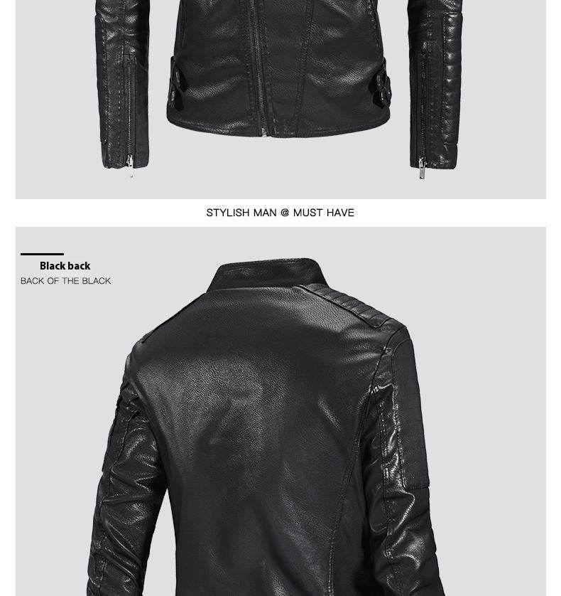 Trendy Leather Jacket Men's Fleece-lined PU Jacket - Velora