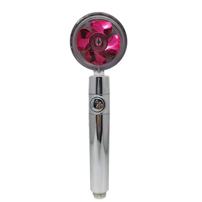 Propeller Driven Shower Head With Stop Button And Cotton Filter Turbocharged High Pressure Handheld Shower Nozzle - Velora
