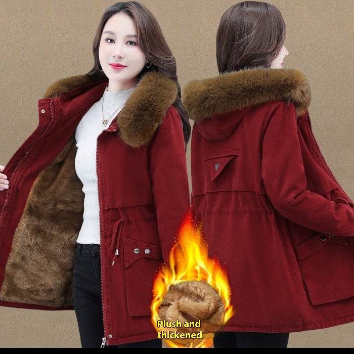 Women's Short Winter Loose Fleece Padded Coat - Velora