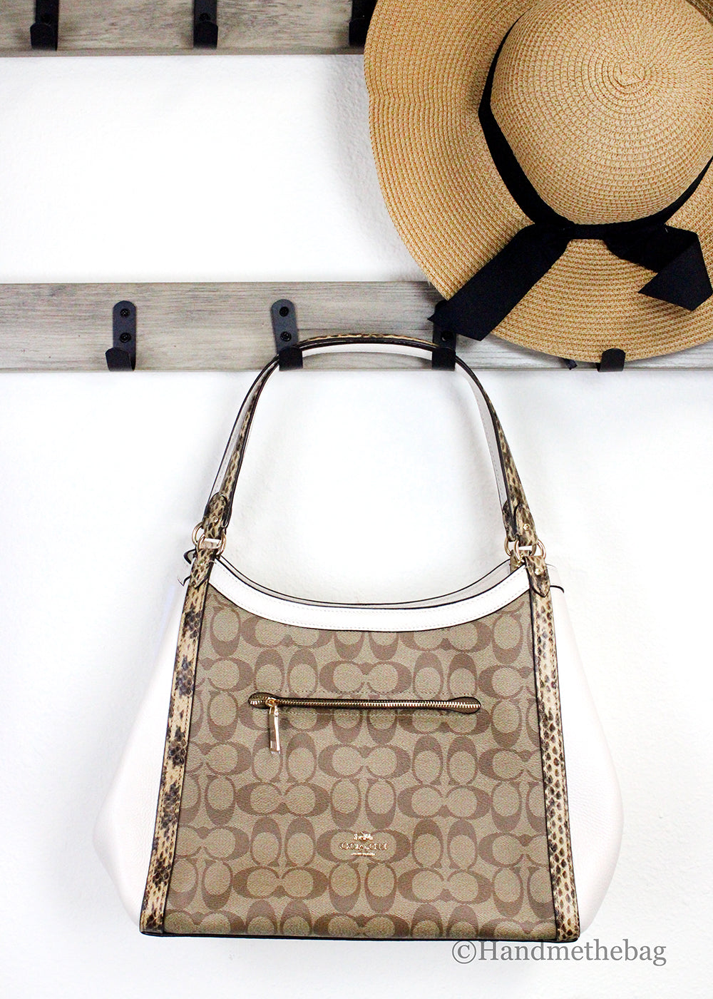 Coach Kristy Serpentine Leather Multi-Section Shoulder Purse