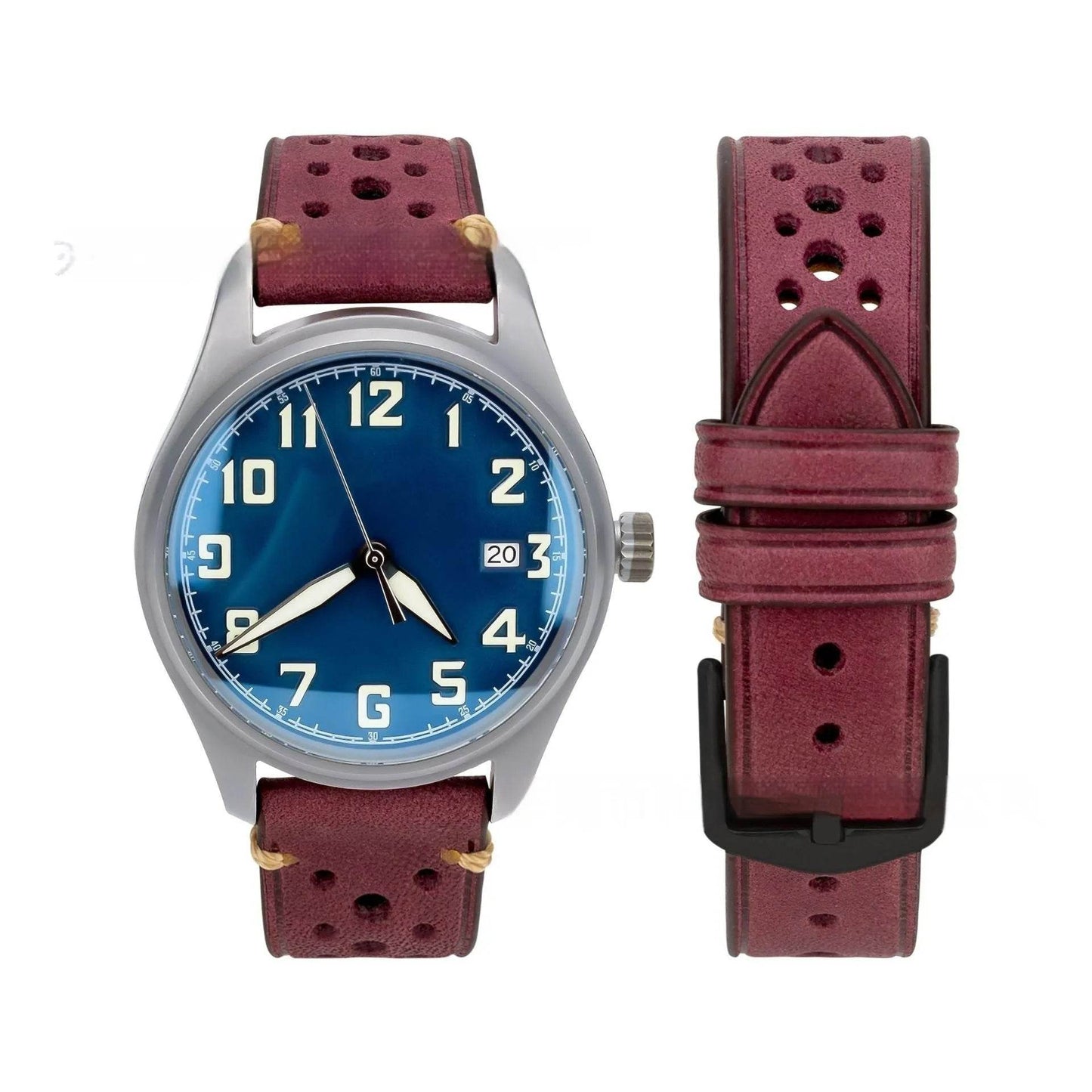 20mm Watch First Layer Cow Leather Watch Strap Retro Comfort - Velora