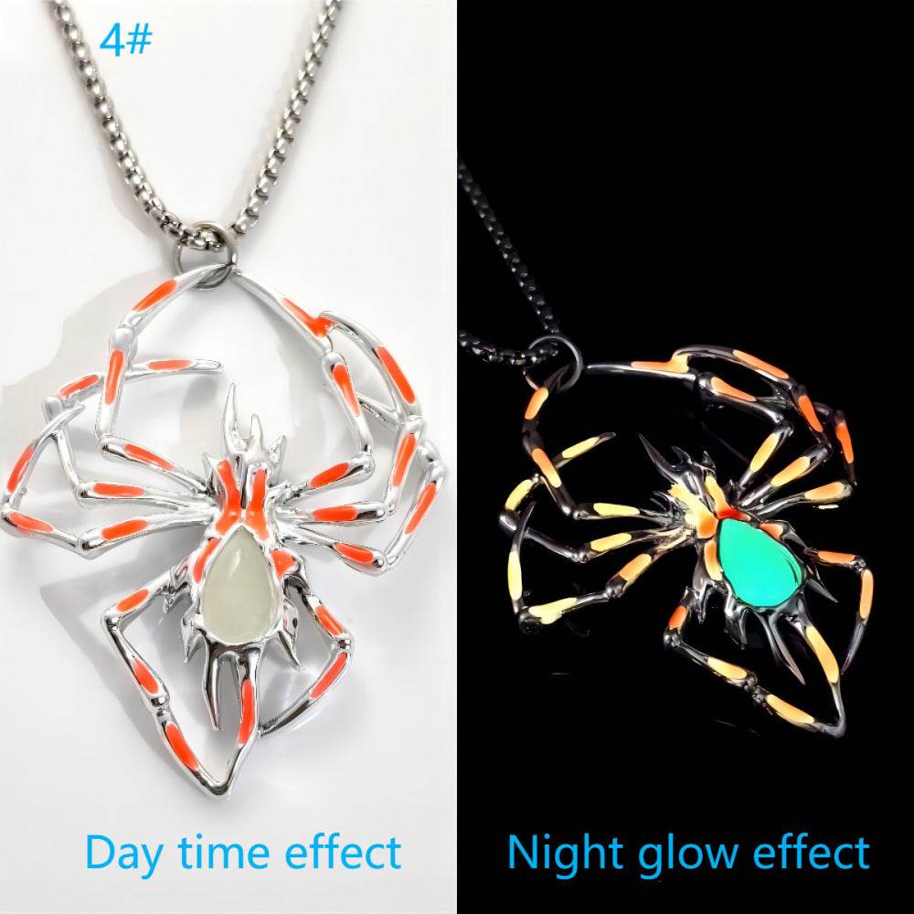 Halloween Creative Stereo Luminous Spider Necklace Jewerly Glowing Night Fluorescence Antique Vintage Glow In The Dark For Men Women Gift Party Halloween Day Club - Velora