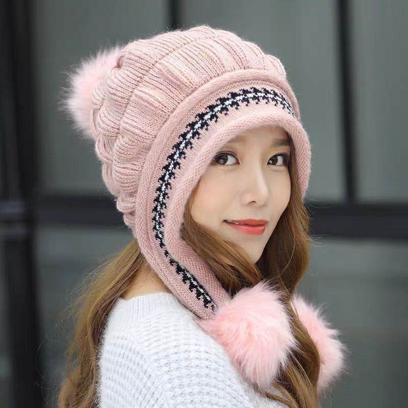 Cozy Knit Fleece-Feel Beanie With Ear Flaps & Pompom Warm Winter Hat For Women Perfect For Skiing & Outdoor Activities - Velora