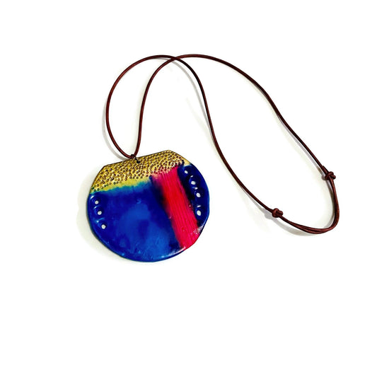 Abstract Blue Circle Pendant Necklace - Velora Luxury Fashion
