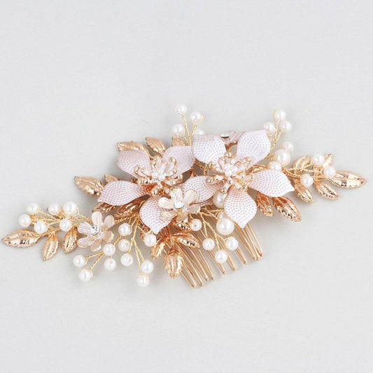 Bridal Headdress Wedding Pearl Hair Barrette - Velora