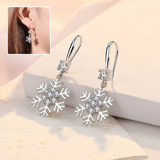Temperament Snowflake Earrings With Rhinestones Fashion Personalized Christmas Earrings For Women Jewelry - Velora