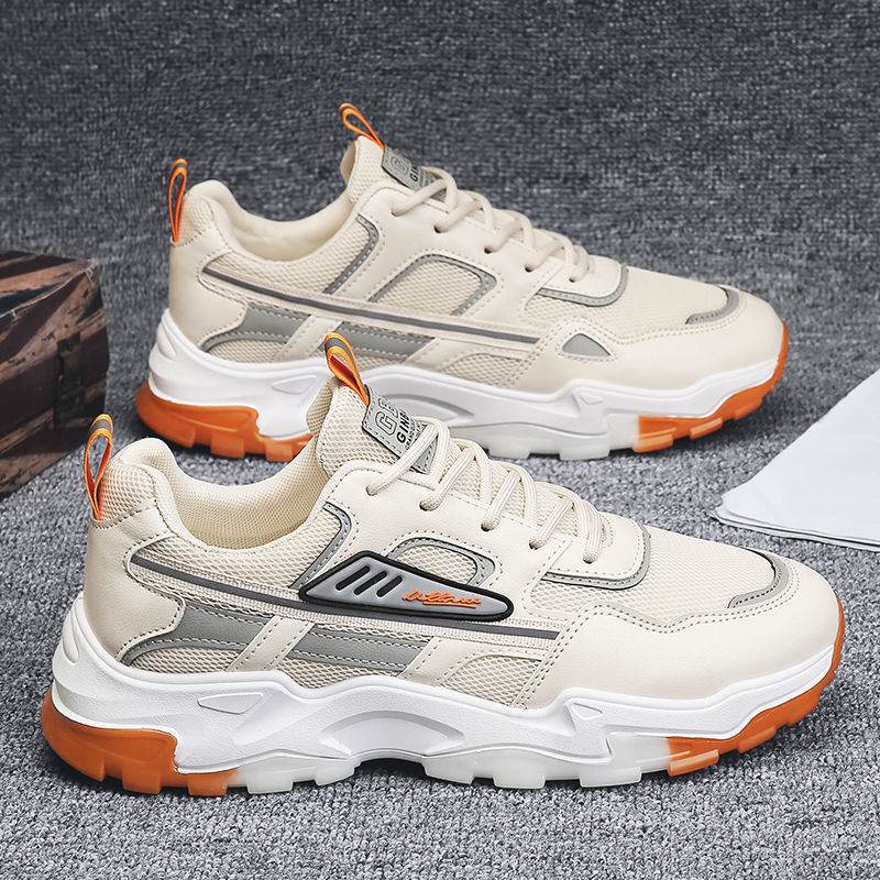 Black White Lace-up Sneakers Men Outdoor Breathable Csual Mesh Shoes Lightweight Running Sports Shoes - Velora
