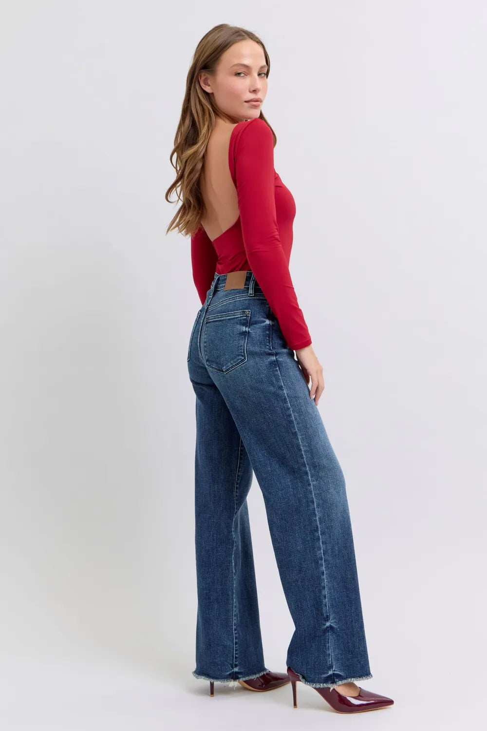 Judy Blue Full Size Raw Hem Mid Rise Jeans - Velora