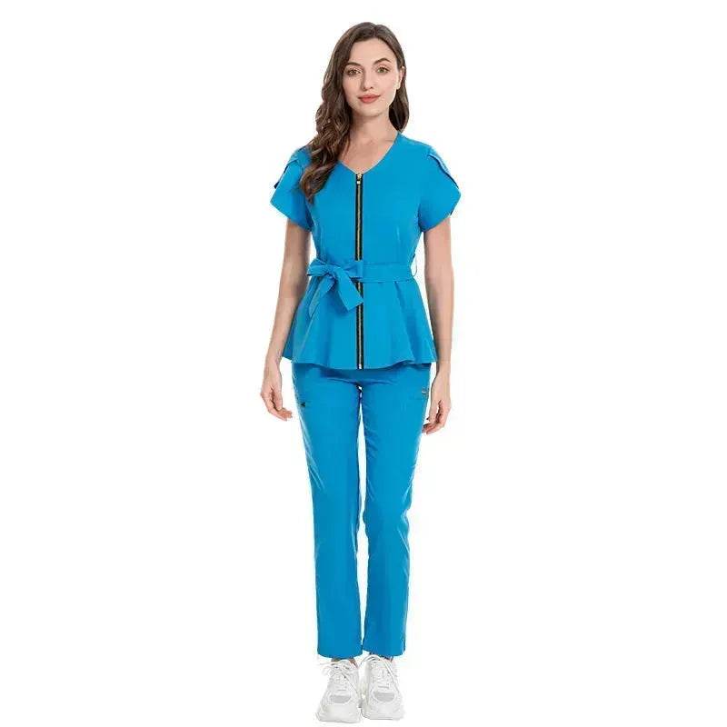 Nurse Lace-up Waist Retraction Surgical Gowns Female Separate Suit Hospital Short Sleeve Brush Hand Clothes Hand Washing Clothes - Velora