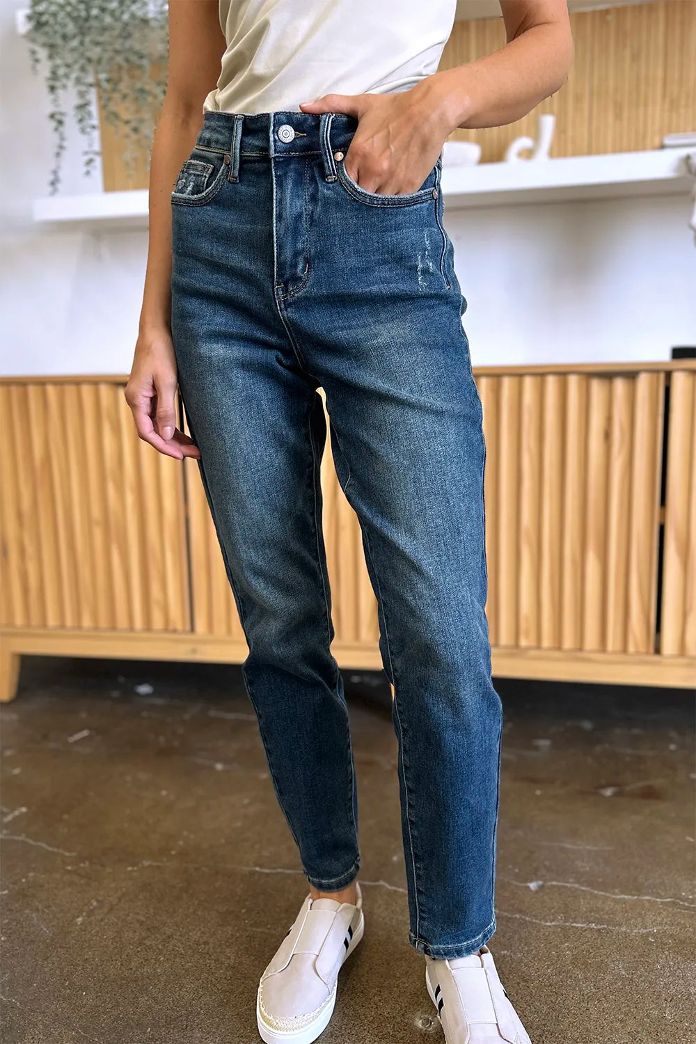 Judy Blue Full Size Tummy Control High Waist Slim Jeans - Velora