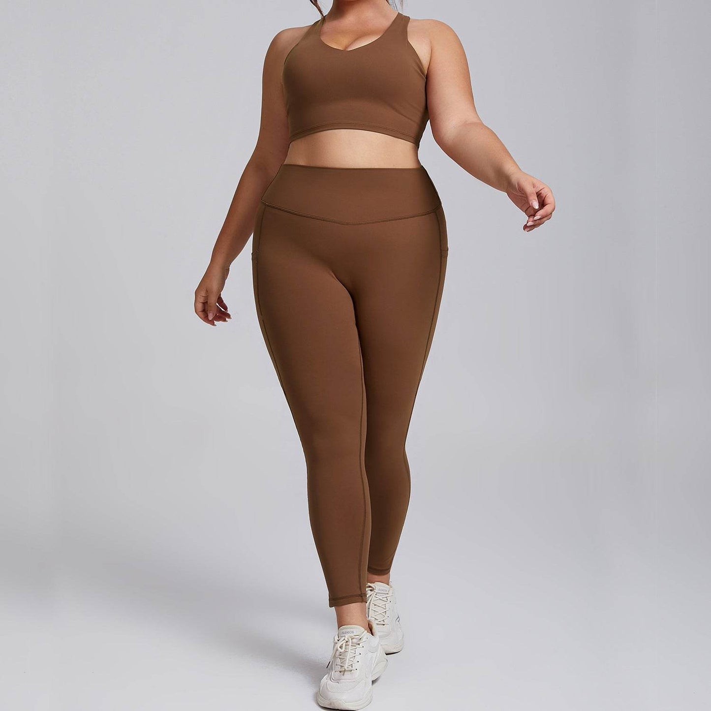 Plus Size Women Sports Workout Gym - Sleeveless Crop and Pant - Velora