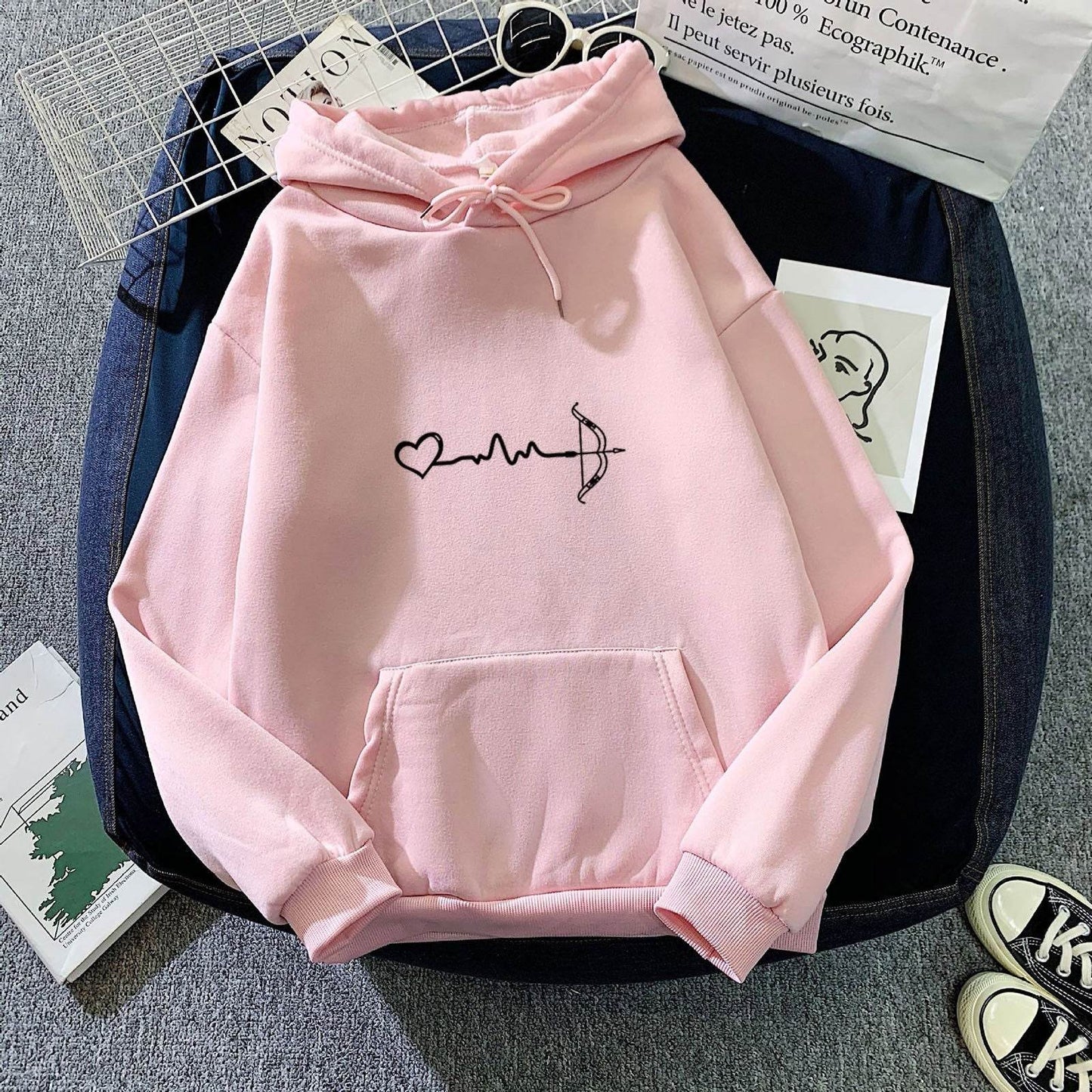 Fleece-lined Hoodie Sweater Couple's Tops Loose - Velora