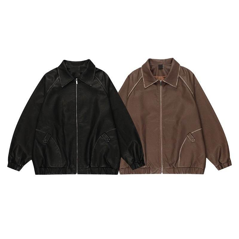 Men's PU Maillard Leather Coat - Velora