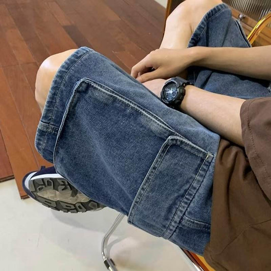 Baggy Denim Cargo Shorts For Men Jeans - Fashion Work Clothes - Velora