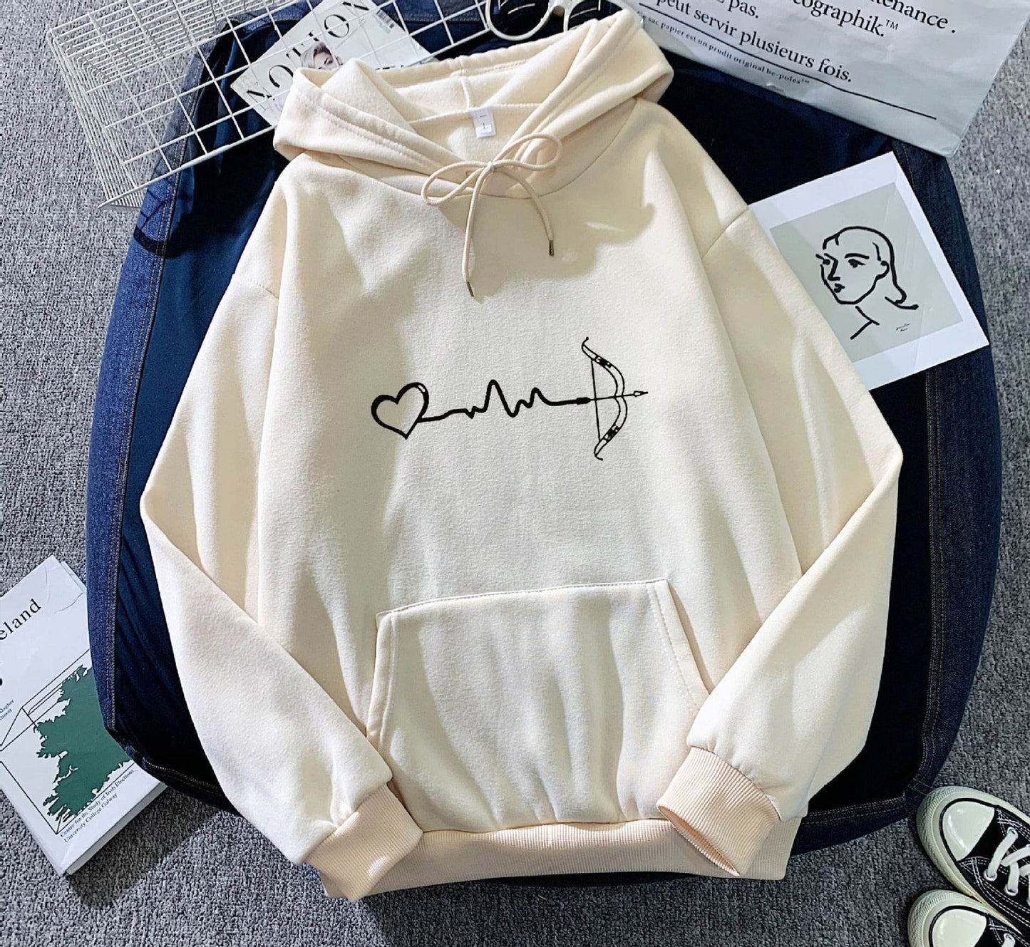 Fleece-lined Hoodie Sweater Couple's Tops Loose - Velora